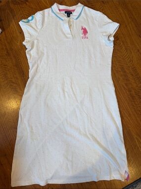 USPA White Polo Dress with Pink Logo